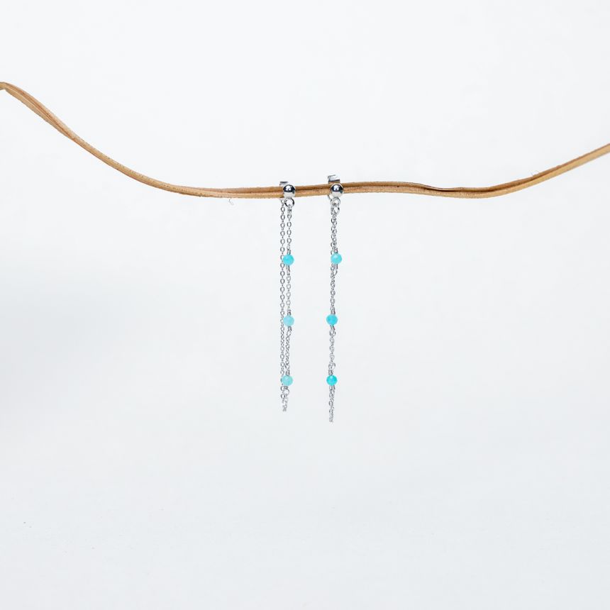Boucles d'oreilles pendante Colette - Amazonite extra