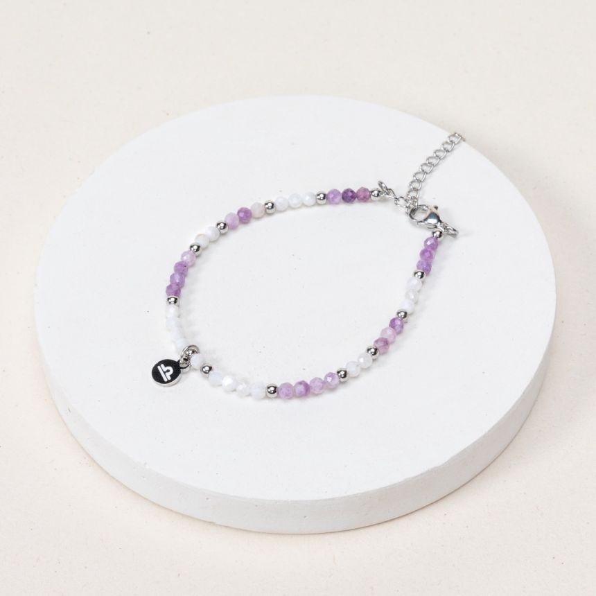 Bracelet Balance - Lépidolite / Jade blanc