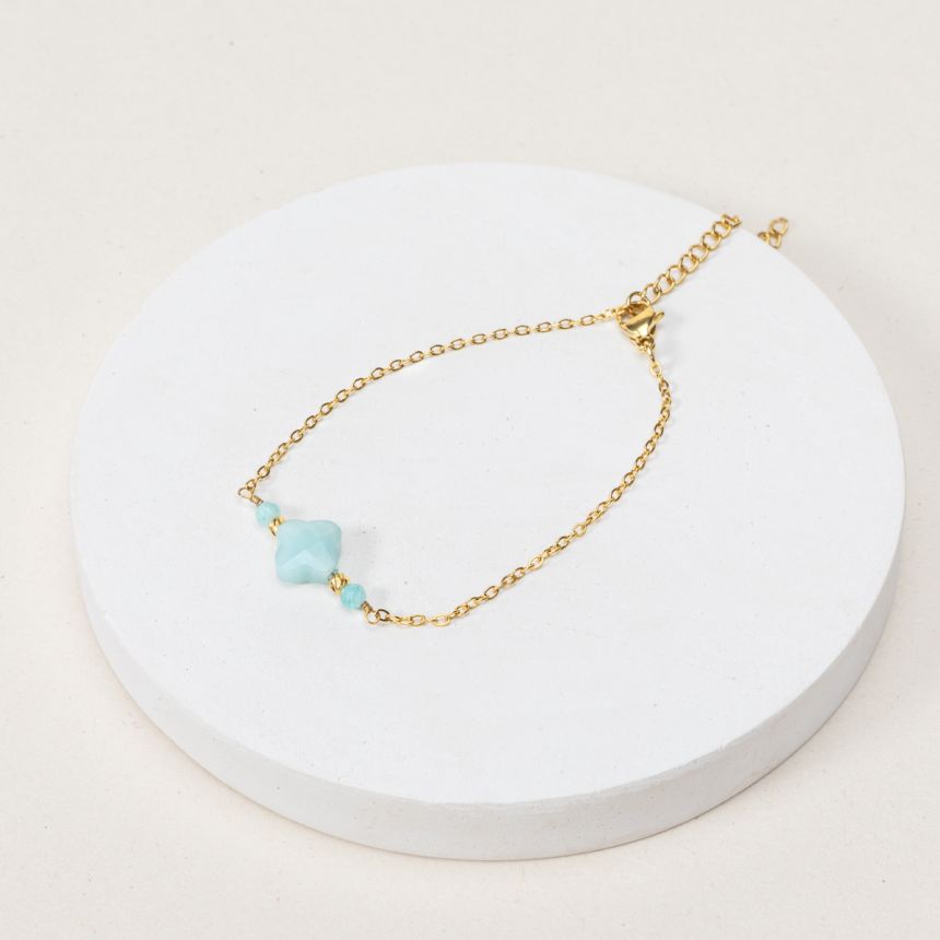 Bracelet Constance - Amazonite extra Doré