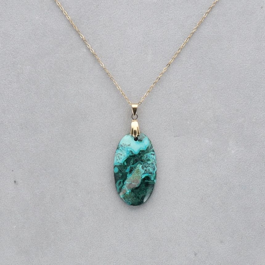 Malachite Chrysocolle percé 26