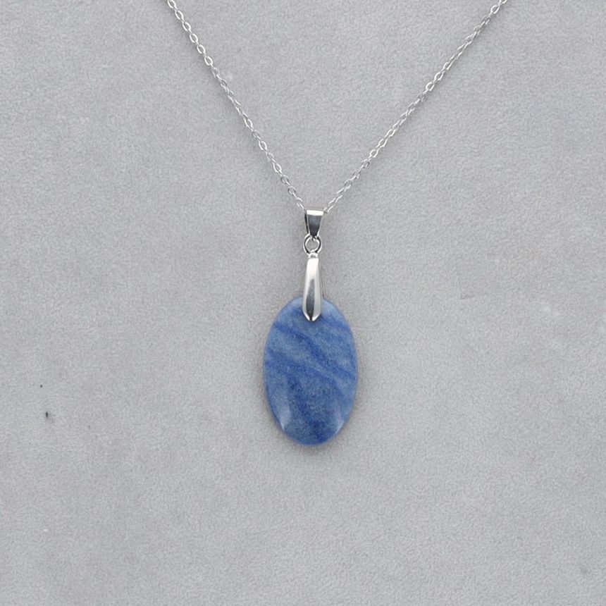 Quartz Bleu Cabochon percé 25